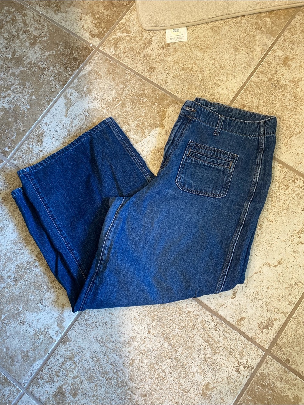Old Navy Drapey Denim Women’s High Rise baggy wide legs Dark Blue Jeans